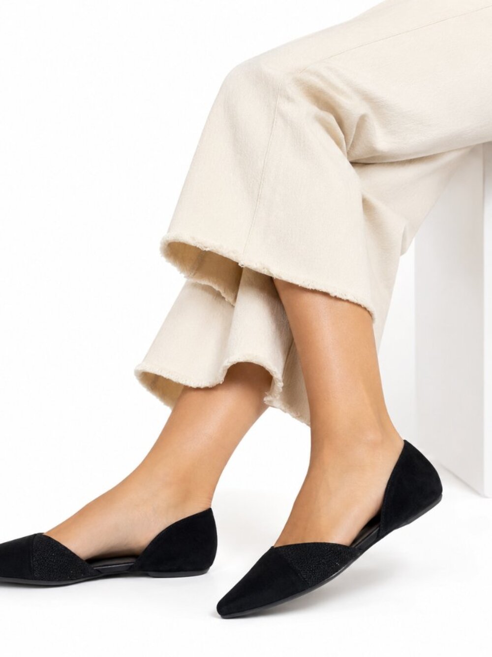 Eileen Fisher Suede Slip On Flats Black Minimalist Comfort Women 8